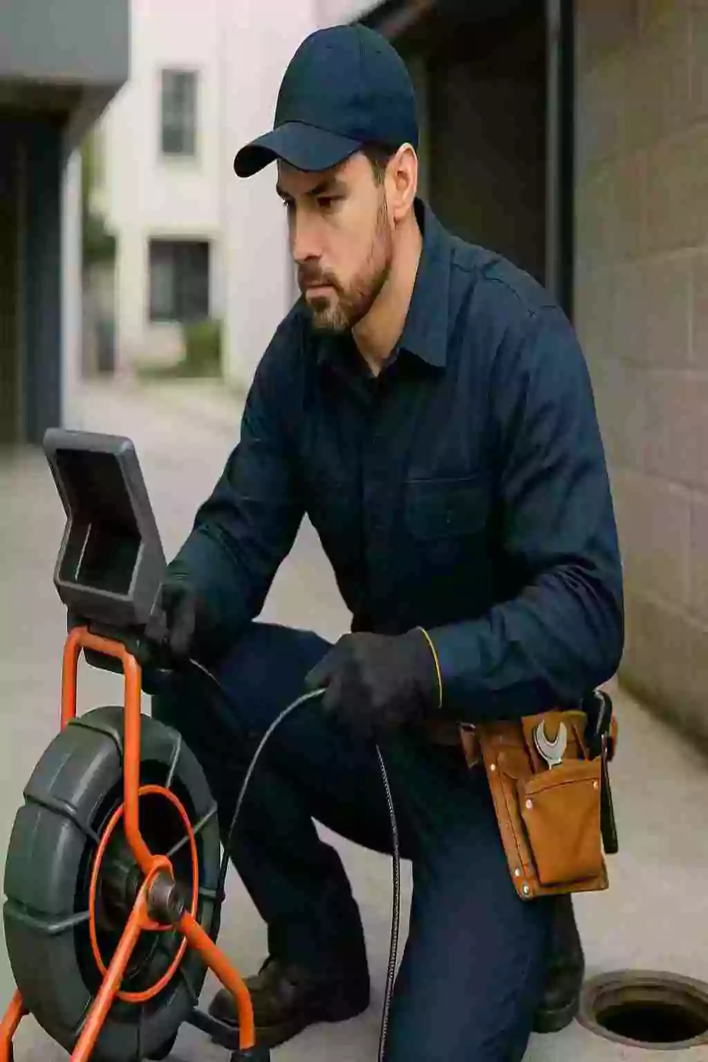 Plumber Inspecting Sewer