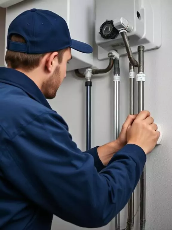 Plumber Installing Heat Pump